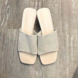 Beige Knit Slide Sandals - Women's Neutral Summer Flats